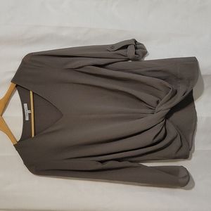 Naked Zebra Olive Green Knot Front V-Neck Blouse